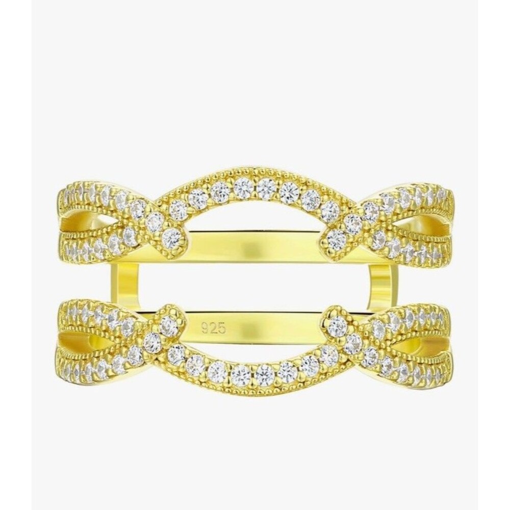 NEW! Gold Plated 925 Sterling Silver Wedding/Engagement Ring Enhancer, Size 8
